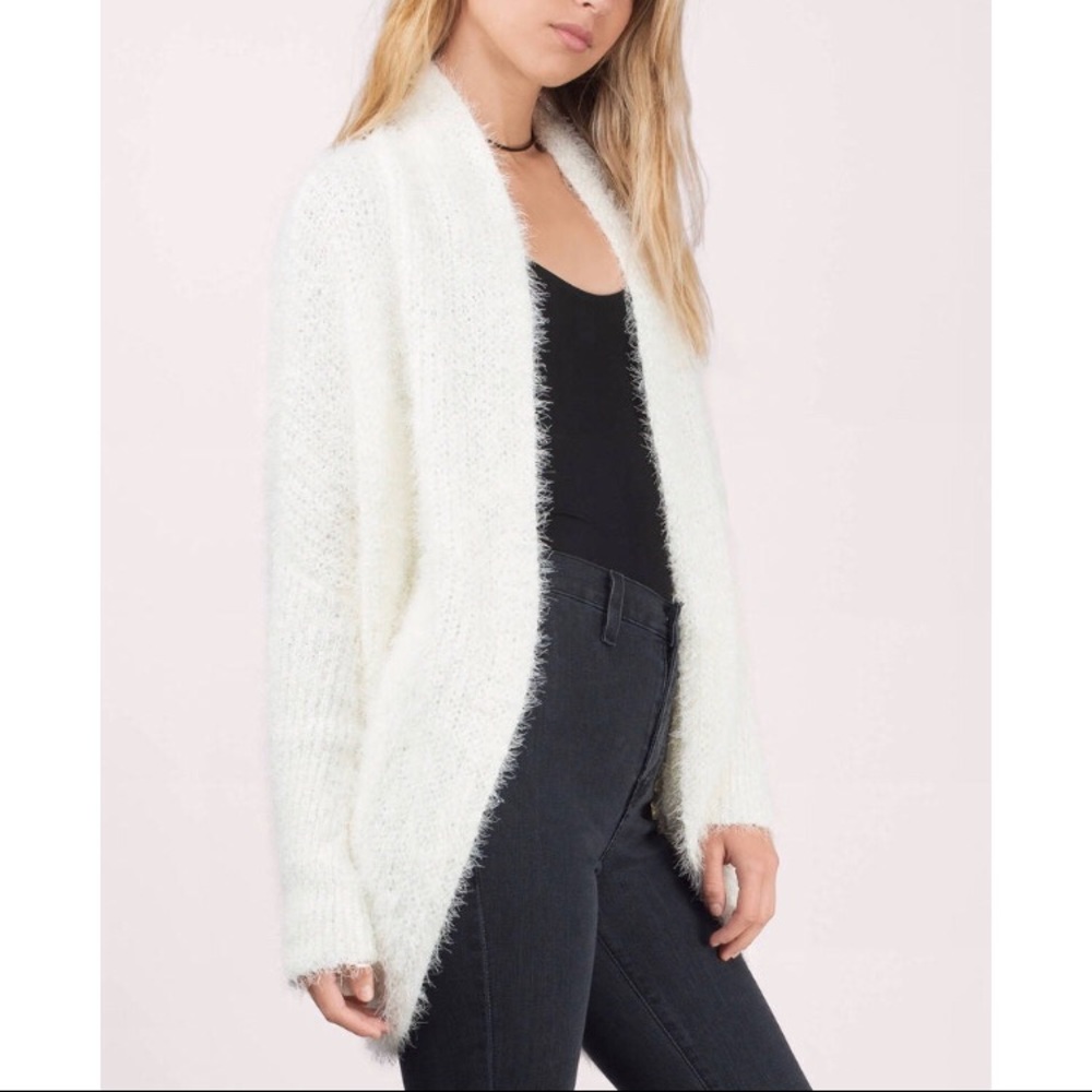 Fuzzy white cardigan